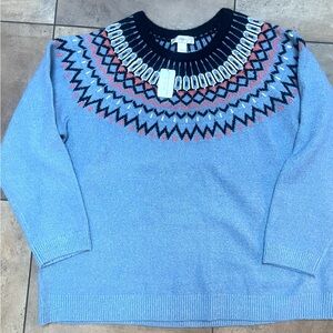 CJ Banks Christopher Fair Isle Pullover Yoke Sweater Blue Plus size 2X NWT